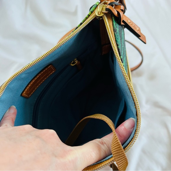 Dooney & Bourke Siesta Palm Leaf Pebble Grain Leather Crossbody Bag Triple Zip - Picture 10 of 11